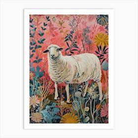Floral Animal Painting Sheep 3 Art Print