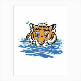 Tiger Swimming Art Print