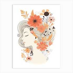Bloom Body Woman Neutral Colours Boho Style 6 Art Print