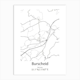 Burscheid,Germany Minimalist Map Art Print