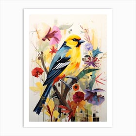 Bird Painting Collage American Goldfinch 3 Art Print