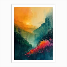 Abstract Mountain Landscape Painting Art Print