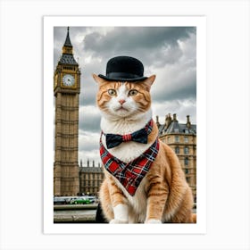 The Wandering Whisker: A Global Journey Cat In London Big Ben Art Print