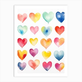 Watercolor Hearts 2 Art Print