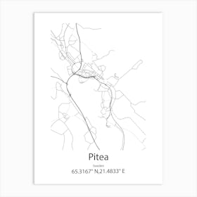 Pitea,Sweden Minimalist Map Art Print