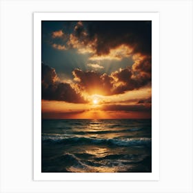 sunset over the sea  Art Print