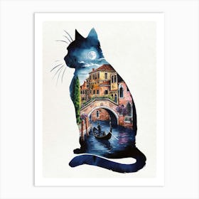 Cat In Venice Art Print