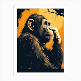 Thinker Monkey In Thought Illustration Art Print