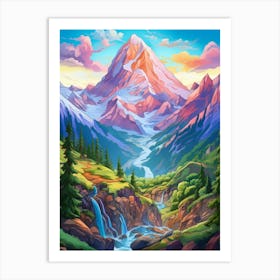 Mountains Cartoon 2 Art Print