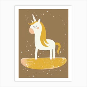 Unicorn On A Surfboard Muted Pastels 2 Art Print