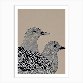 Grey Plover Linocut Bird Art Print