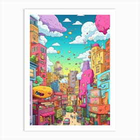 Cartoon City Art Print