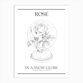Rose In A Snow Globe Line Drawing 2 Poster Art Print