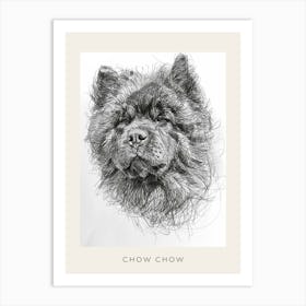 Chow Chow Dog Line Sketch 2 Poster Art Print