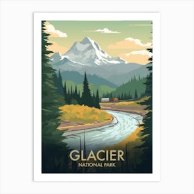 Glacier National Park Vintage Travel Poster 2 Art Print