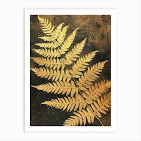 Golden Leather Fern Painting 2 Art Print