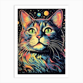 Celestial Catwalk, Psychedelic Cats series Art Print