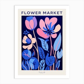 Blue Flower Market Poster Tulip 4 Art Print