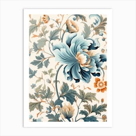 Blue Floral Illustration Art Print