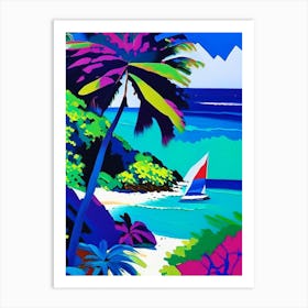 La Digue Island Seychelles Colourful Painting Tropical Destination Art Print