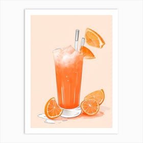 Aperol With Ice And Orange Watercolor Vertical Composition 22 Art Print