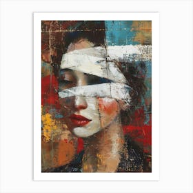 Woman With A Bandage On Her Face Art Print