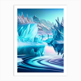 Frozen Landscapes With Icy Water Formations, Waterscape Holographic 2 Art Print