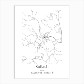 Koflach,Austria Minimalist Map Art Print