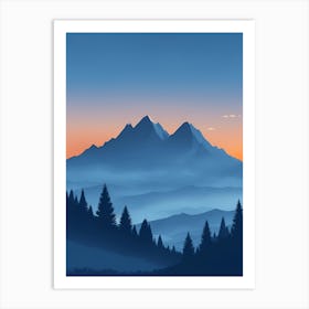 Misty Mountains Vertical Composition In Blue Tone 83 Art Print