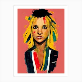 Britney Spears Basquiat Style Pink Art Print