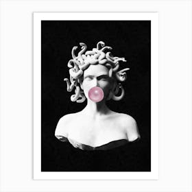 Medusa Blowing Bubblegum Bubbles Art Print