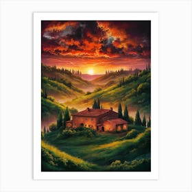 Sunset In Tuscany 3 Art Print