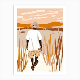 Man Walking In The Grass Art Print