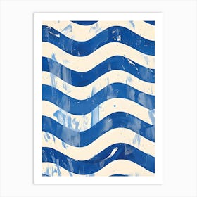 Blue And White Waves 2 Art Print