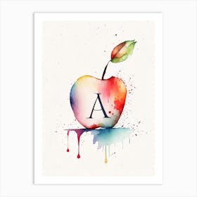A  Apple, Letter, Alphabet Minimalist Watercolour 1 Art Print