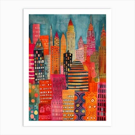 Kitsch Colourful New York Painting 1 Art Print