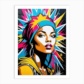 Graffiti Mural Of Beautiful Hip Hop Girl 55 Art Print