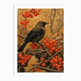 Dark And Moody Botanical Cowbird 1 Art Print