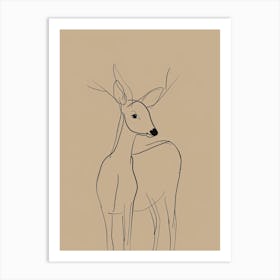 Deer - Boho, Line Art 16 Art Print