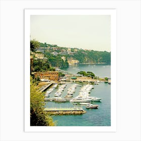 Boats Docked At A Harbor, Marina Grande, Capri, Sorrento Art Print