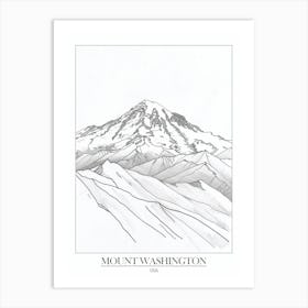 Mount Washington Usa Line Drawing 2 Poster Art Print