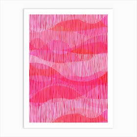 Linear Waves - Pink Art Print