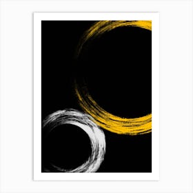 Abstract Minimalist Black And Yellow Circles Art Print