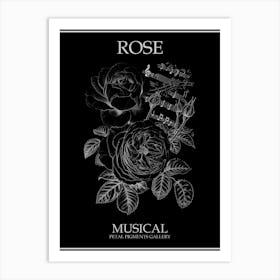 Rose Musical Line Drawing 1 Poster Inverted Art Print