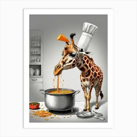 Chef Giraffe 2 Art Print