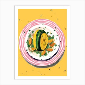 A Plate Of Pumpkins, Autumn Food Illustration Top View 9 Art Print