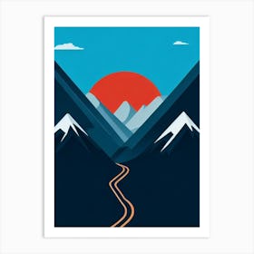 La Plagne, France Modern Illustration Skiing Poster Art Print