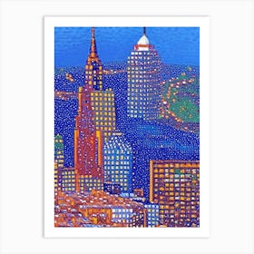 Cincinnati, City Us  Pointillism Art Print