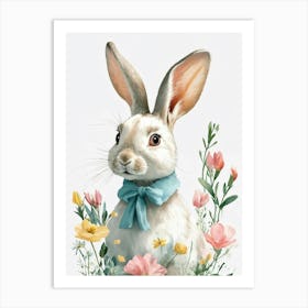 Bunny With Flowers 1 Art Print