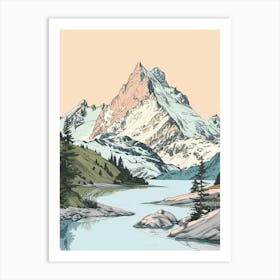 Mount Bierstadt Usa Color Line Drawing (7) Art Print